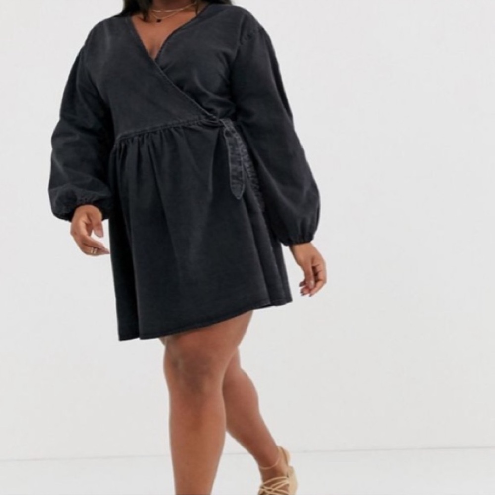 EUC ASOS denim wrap mini